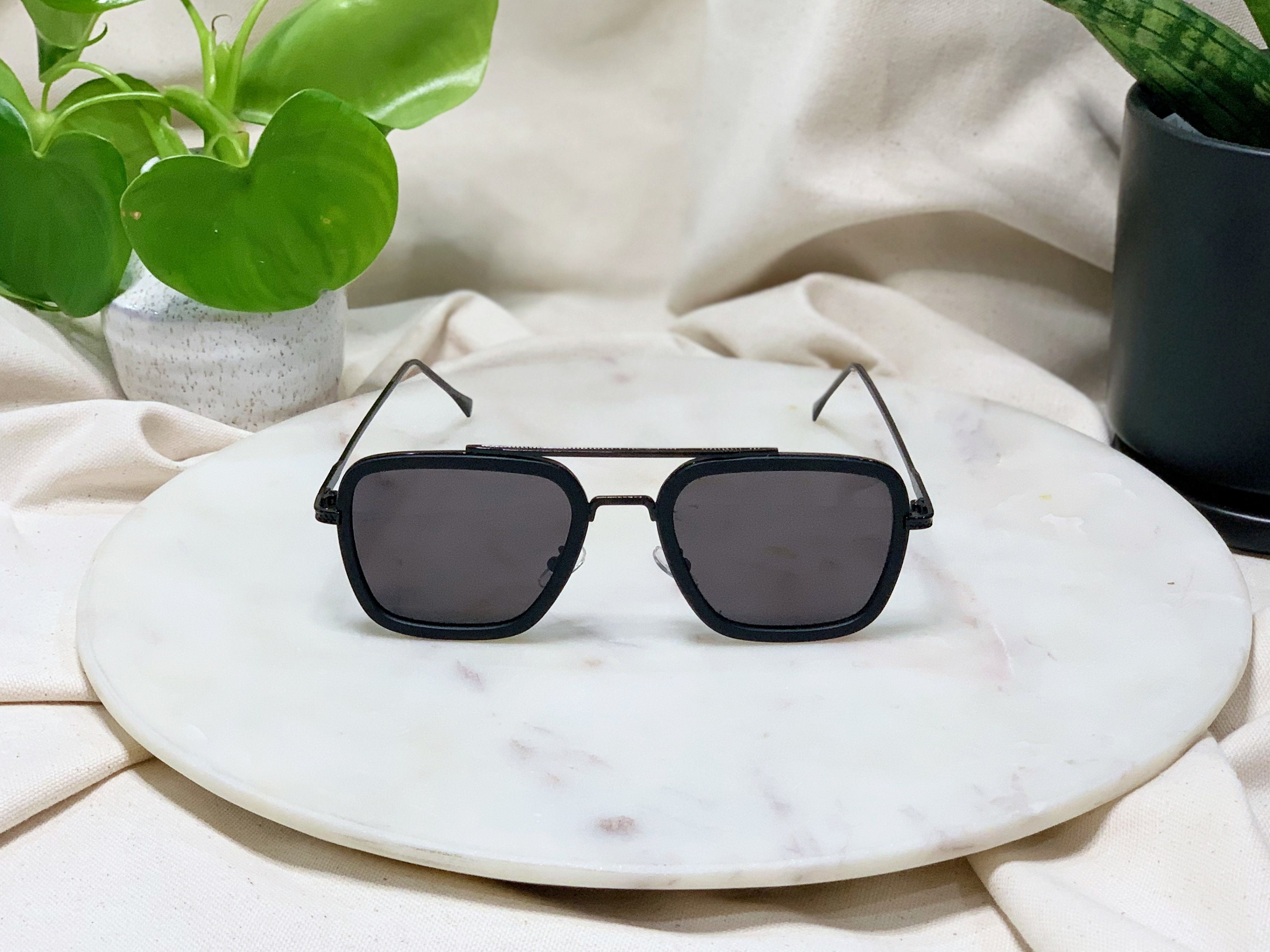 retro square aviator sunglasses