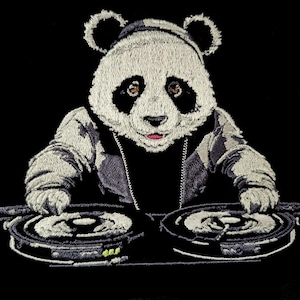 Machine embroidery file - Panda DJ light effect