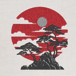 Machine embroidery file - Japan landscape
