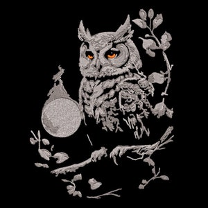 Fichier de broderie machine - Effet lumineux Chouette au clair de lune 15-16 x 26 cm, 20x17 JEF