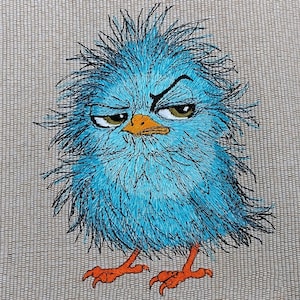 Archivo de bordado a máquina - pájaro despeinado 12-14 x 18 cm