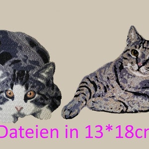 Machine embroidery files - cat lurking and cat lying in 18*13 cm
