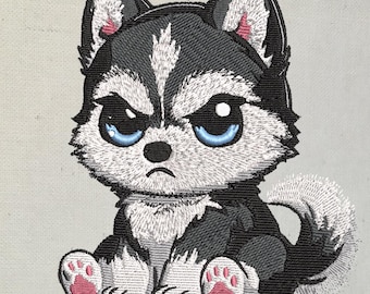 Machine embroidery file - Husky grumpy