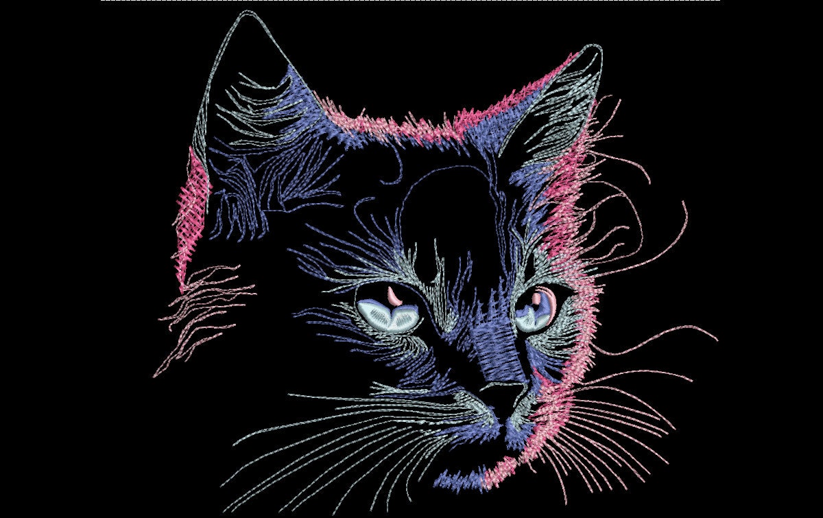 Machine embroidery file - Cat AI contours light effect 20 x 20 cm or 18 x 18 cm