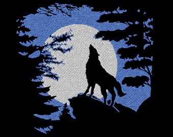 Machine embroidery design - Wolf in the moonlight