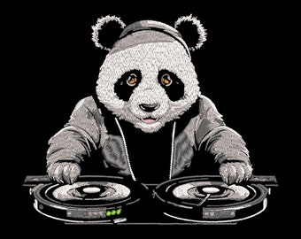 Maschinen Stickdatei - Panda DJ Lichteffekt