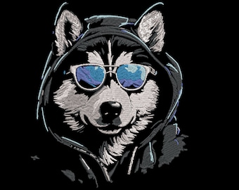 Machine embroidery file - Husky cool light effect