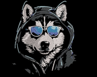 Machine embroidery design - Husky cool light effect