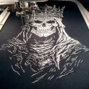 Machine Embroidery File - Skeleton With Crown Light Effect 15-16 X 26 ...