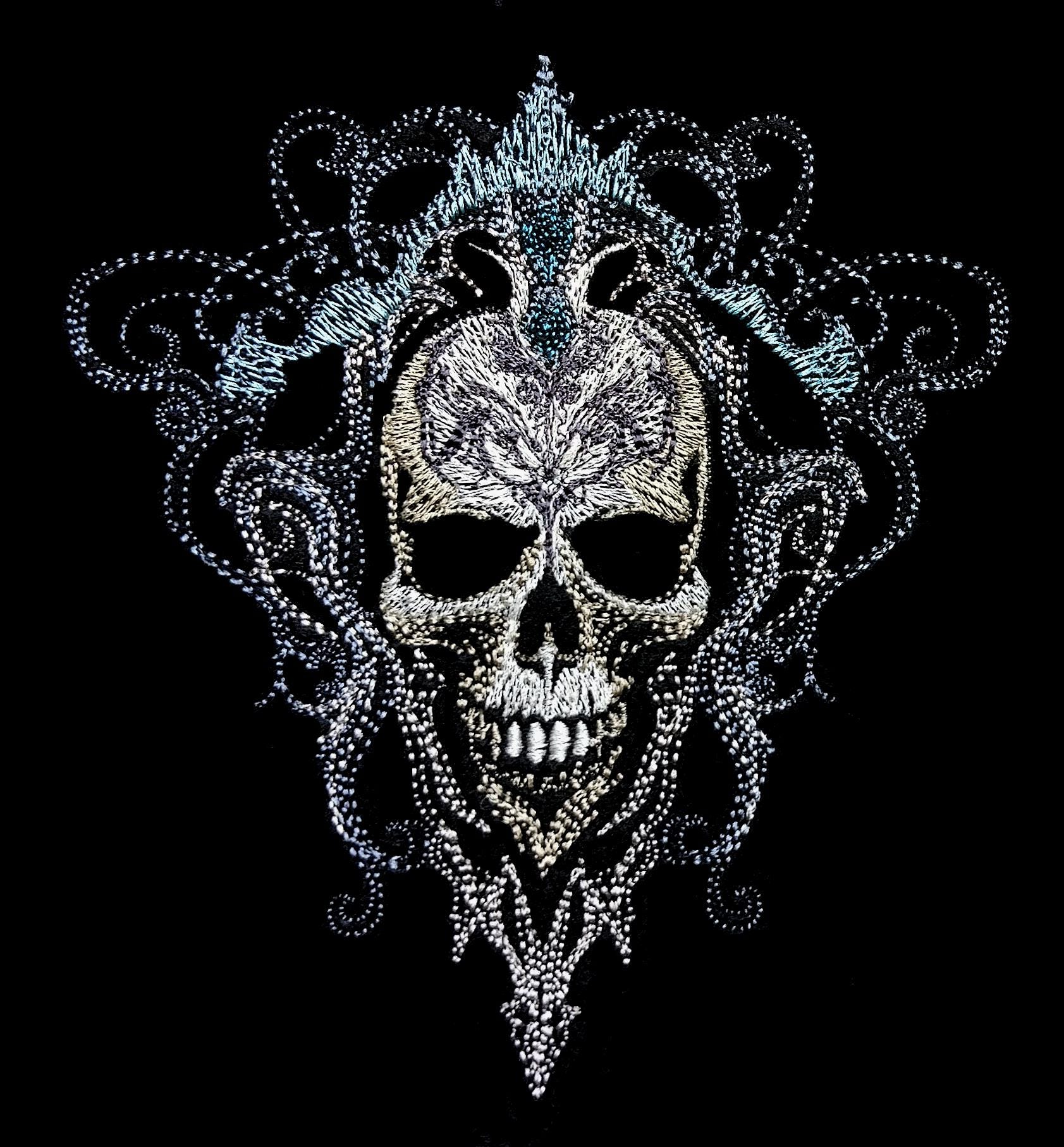 Machine Embroidery File - Skull Outline Light Effect 24-26x15-16