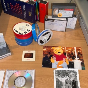 Videos converted to digital, VHS, VHS-C, Hi-8, MiniDV, Reel Film, Photos, Slides