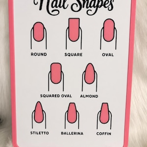 Suporte personalizável para exibição de formatos de unhas, ideal para salões de beleza e negócios de manicure.