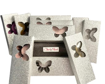 Pestañas postizas 3D de visón - Aspecto natural, caja con mariposa brillante
