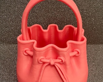 3D-utskriven rosa mini-väska förvaring | Sminkhållare | Pennhållare | Skrivbordsförvaring | Badrumsförvaring | Kommodförvaring
