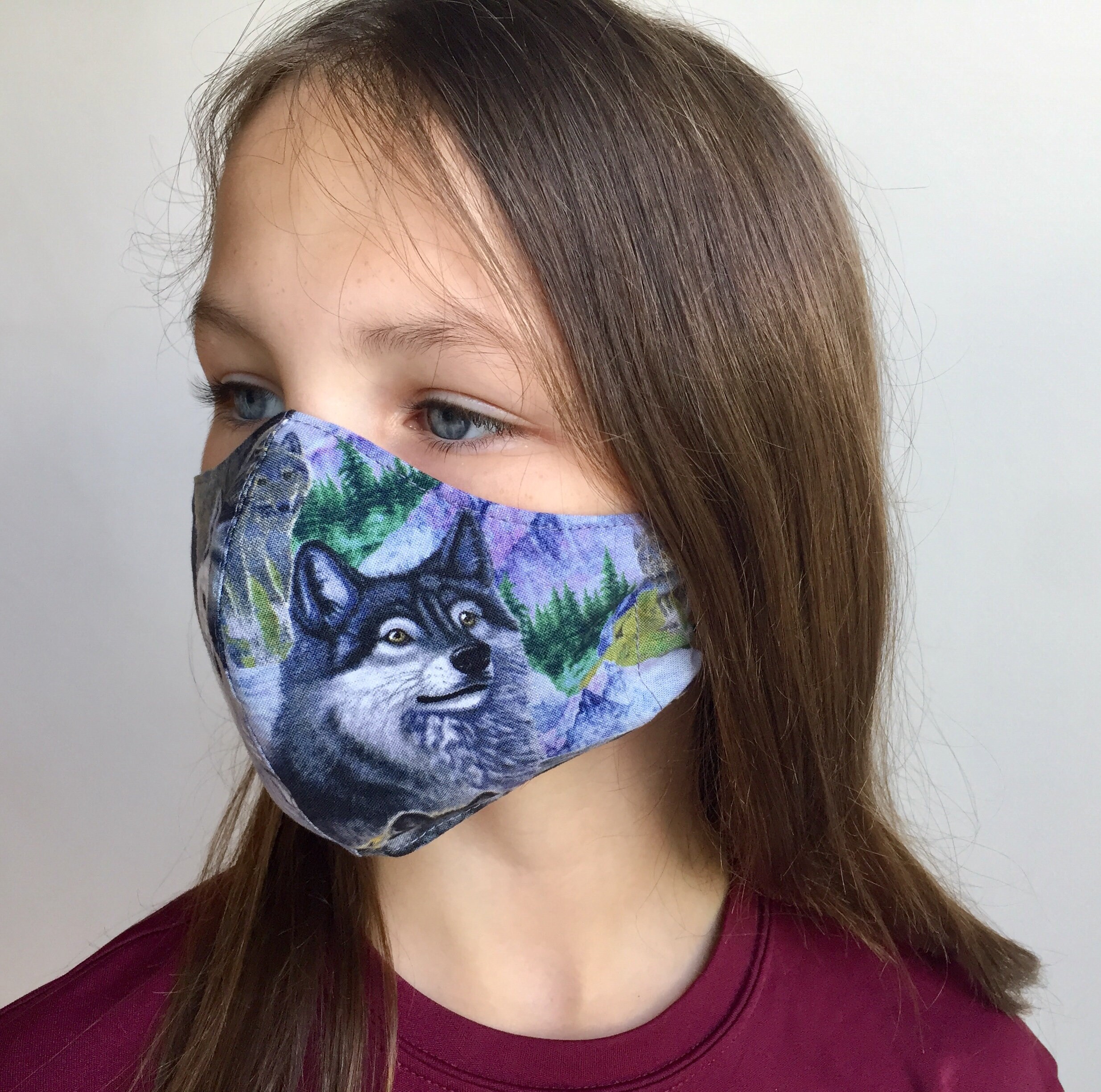 Child's Wolf Face Mask Kid / Child Fabric Face Mask With | Etsy