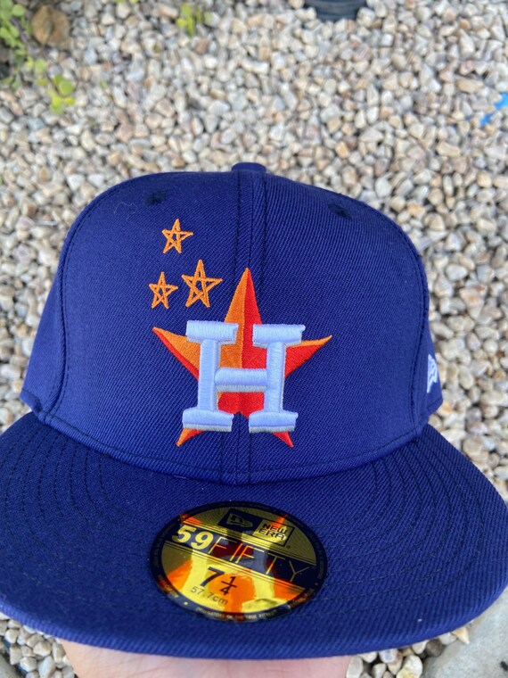 Custom Blue Houston Astros Fitted Hat 