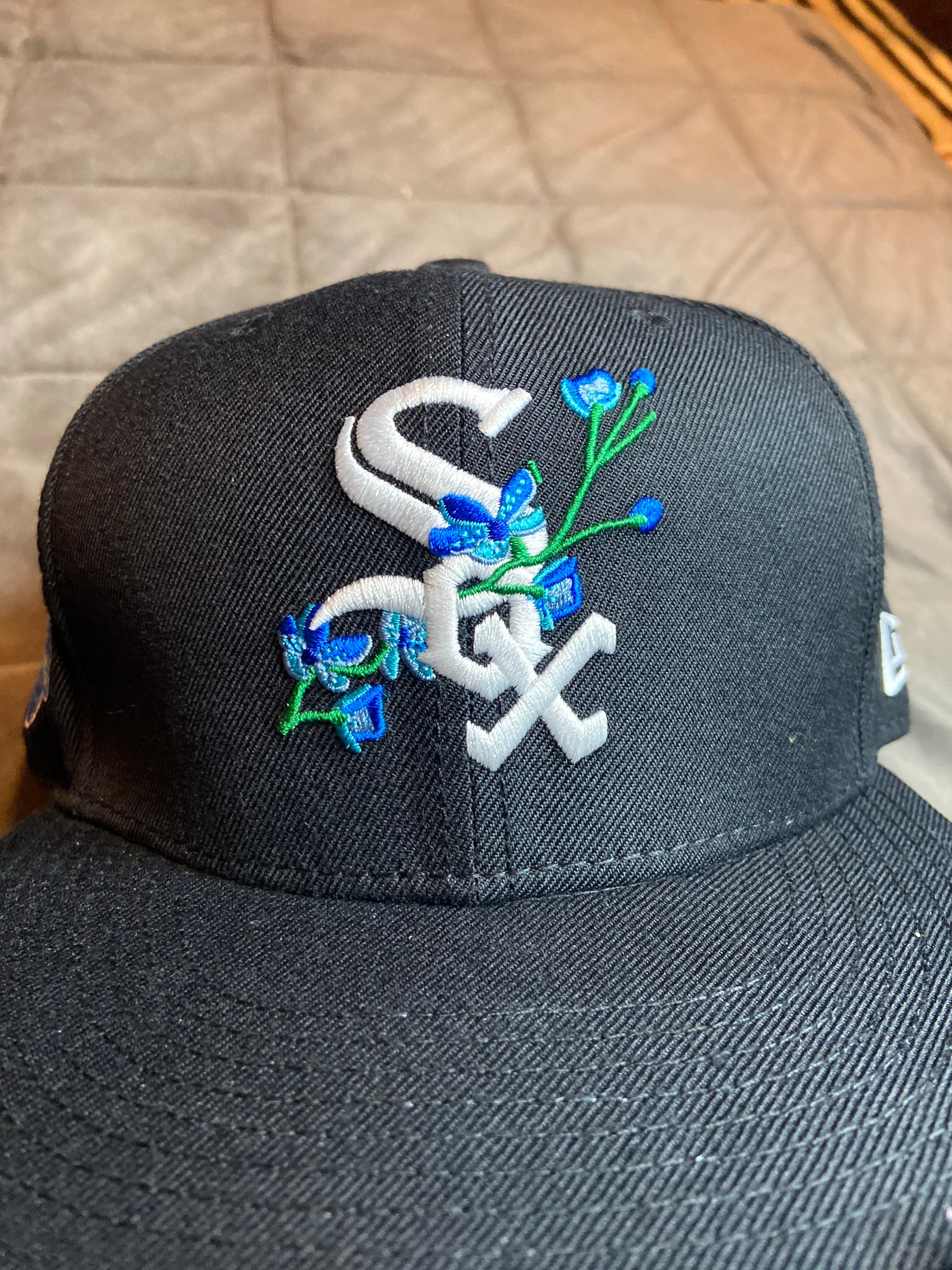 Custom Chicago White Sox Side Patch Bloom 59FIFTY Fitted Cap