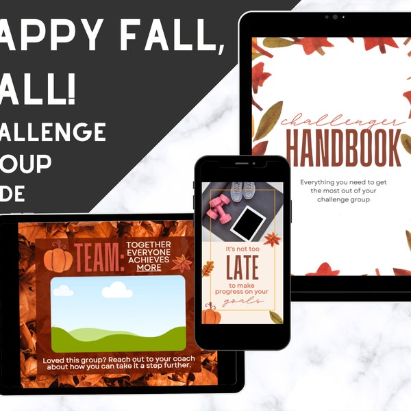 Happy Fall Y'all Challenge Group Guide, Done For You Challenge Group Posting Guide, September, Oktober, November