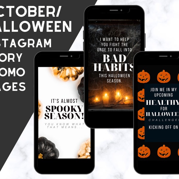 Images promotionnelles des histoires Instagram d'octobre pour le groupe Challenge, groupe Halloween