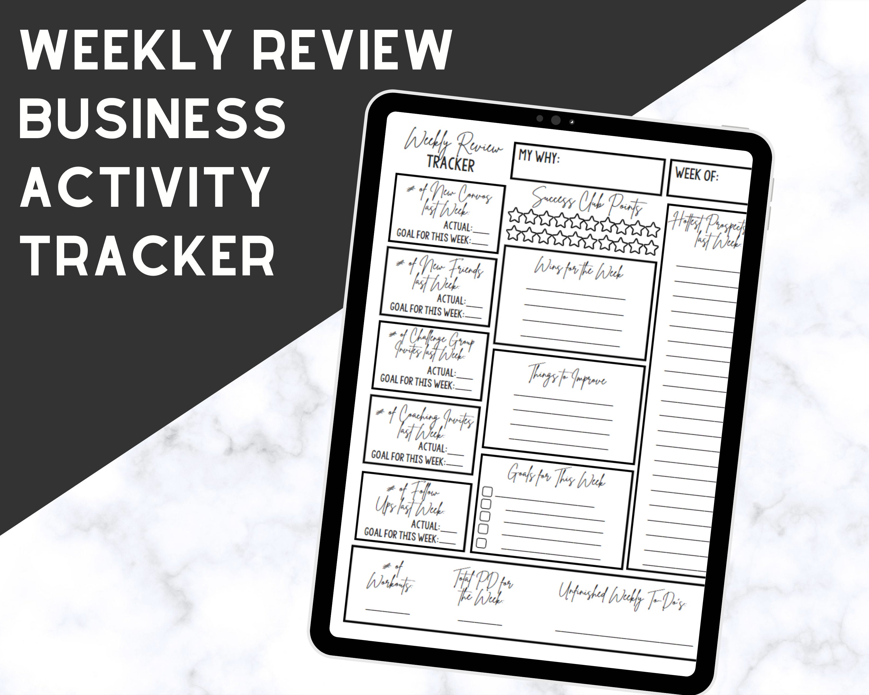 Weekly Review Business Activity Tracker, Accountability, Vital ...