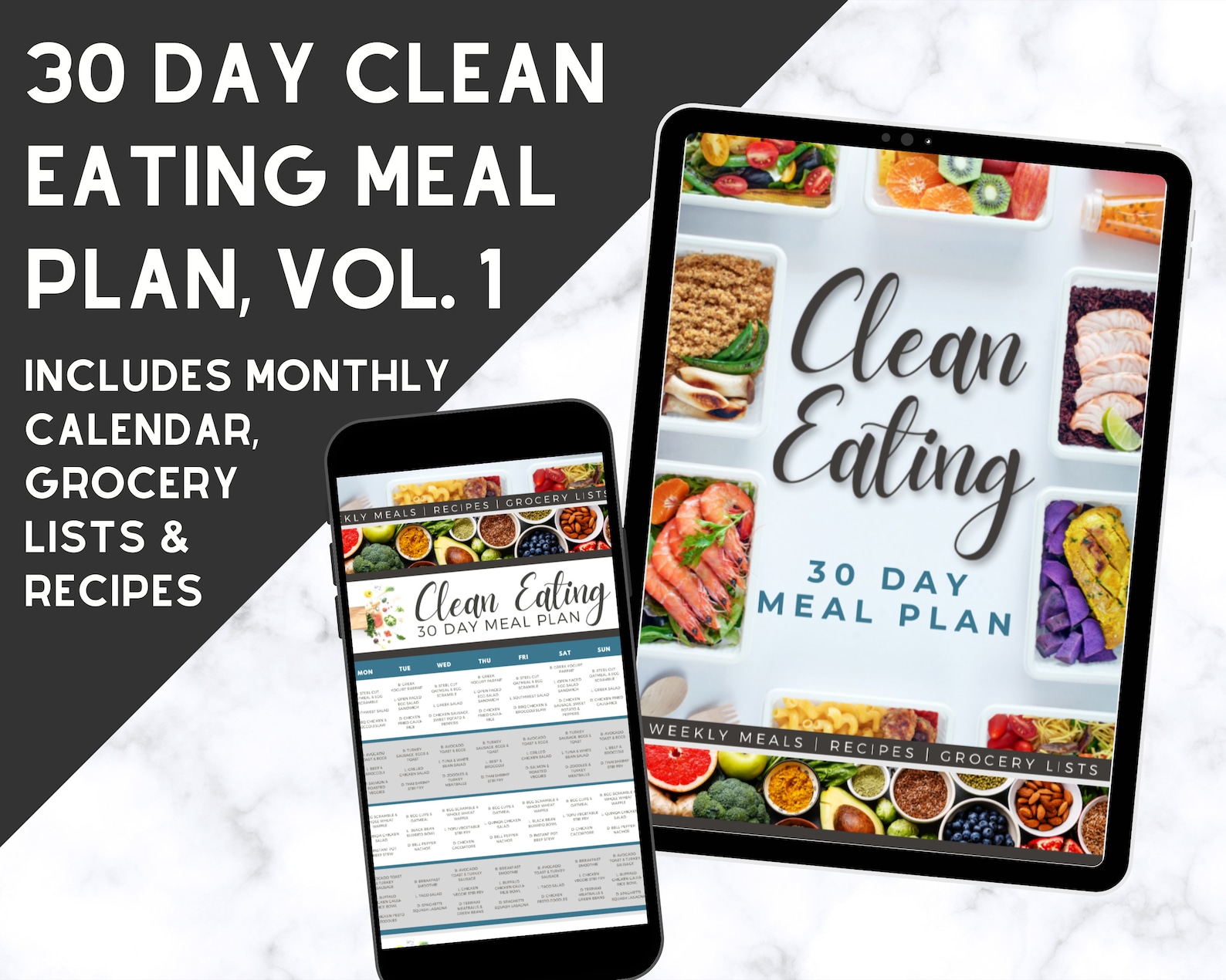 30 Day Clean Eating Meal Plan Vol 1 Recipes Grocery List Etsy 30-day-clean-eating-meal-plan-vol-1-recipes-grocery-list-etsy
