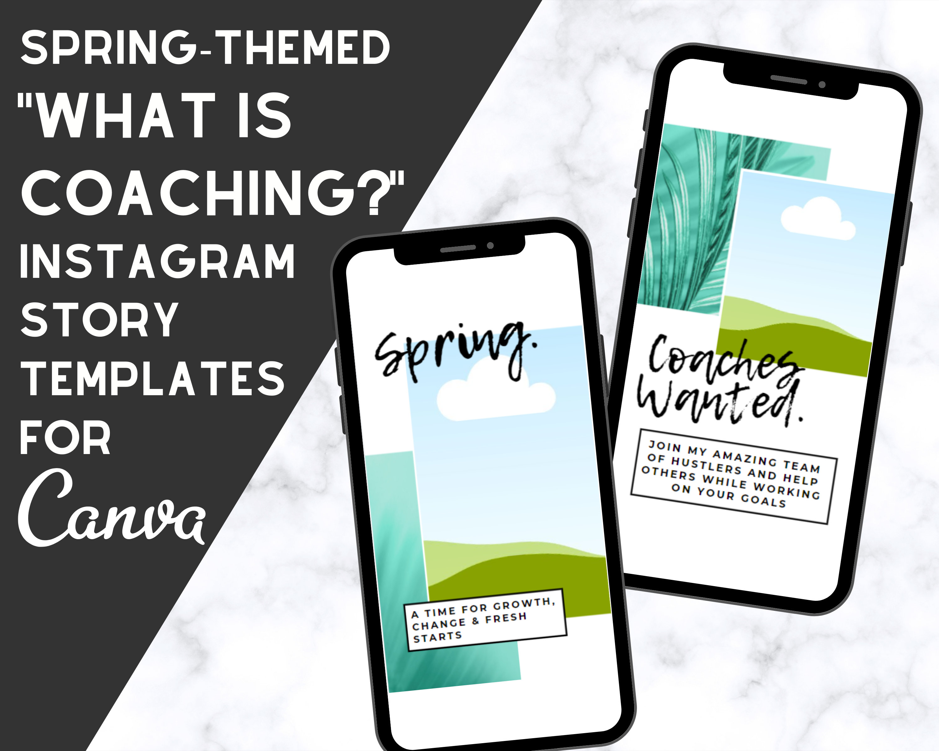 Tema Primavera O que é Coaching? Modelos para Canva, modelo de história do Instagram