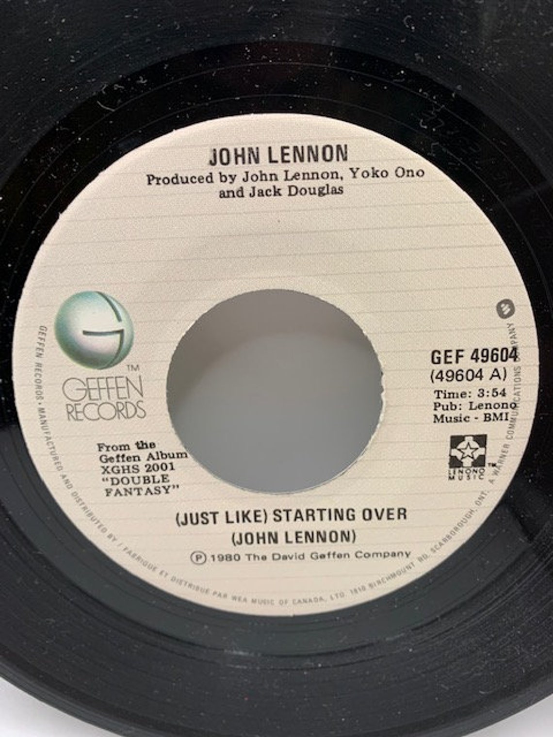 John Lennon "Just Like Starting Over" 45 RPM record, foto 3 di 4