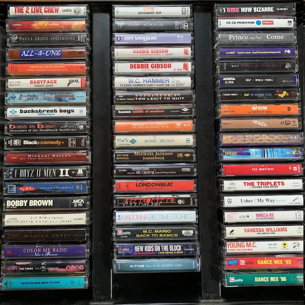 90's pop, dance and hip-hop cassette tapes