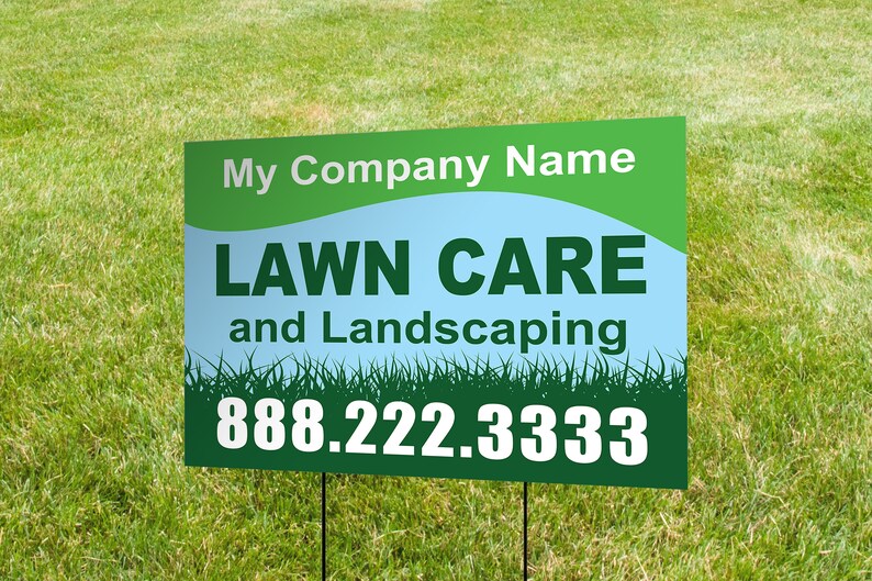 Lawn Care Yard Sign, Editable Print Template Pdf, Landscaping Sign
