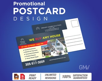 Postcard design, custom postcard, flyer, direct mail postcard design. Digital download, print ready