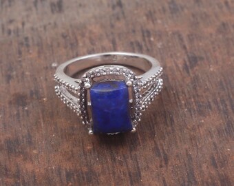 Lapis Lazuli Ring,Handmade Ring,925 sterling silver Ring,Boho Ring,Deco Ring,Wedding Ring,Anniversary Ring,Unique Ring,Gift for her
