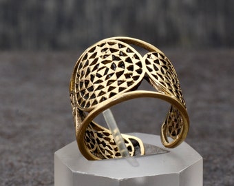 Handmade Brass Filigree Ring: Boho Statement Jewelry