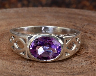 Handmade Brass Amethyst Ring: Boho Gemstone Jewelry
