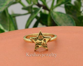 Handmade Brass Star Ring: Boho Statement Jewelry