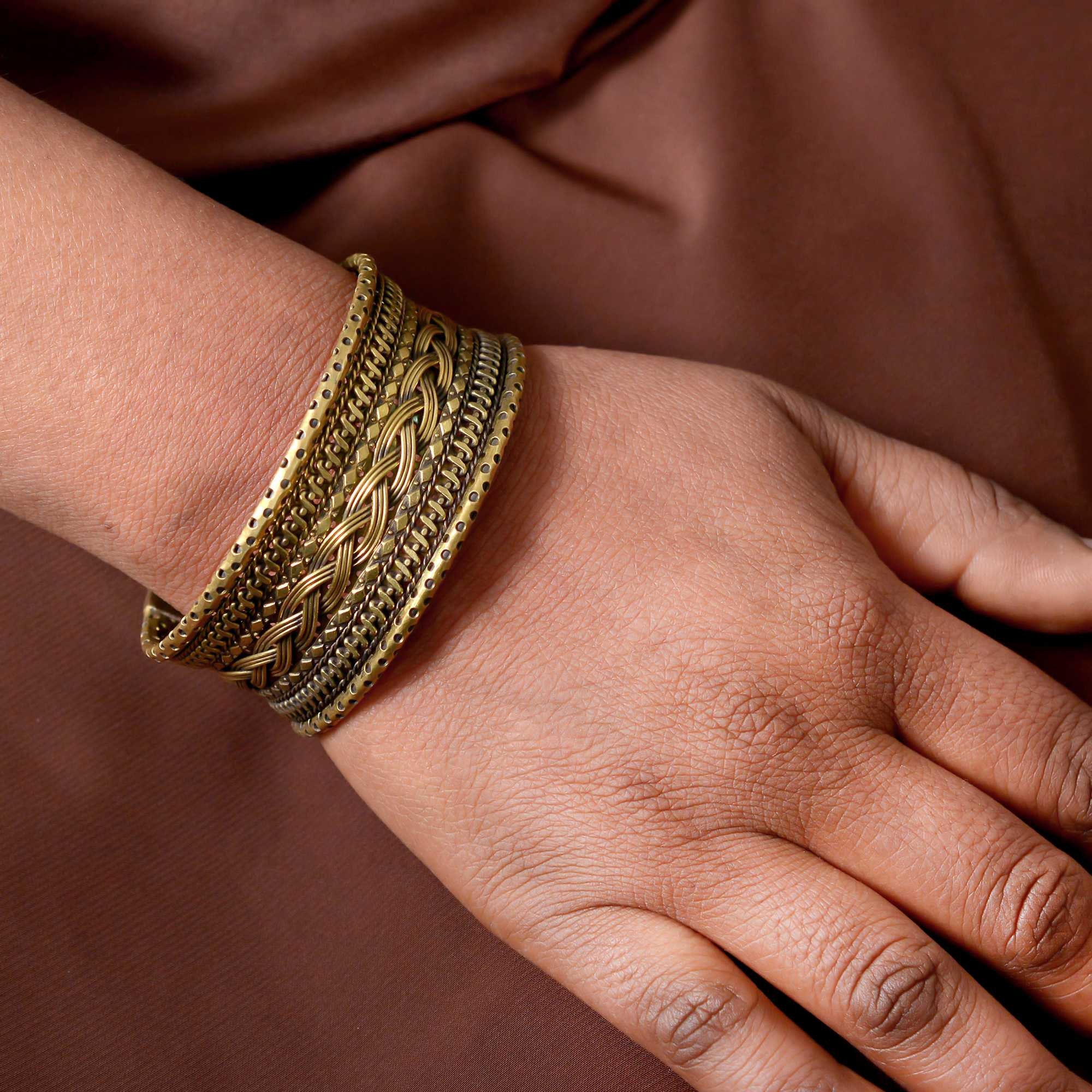 Handmade Vintage Brass Cuff Bracelet: Boho Tribal Woven Bangle - Etsy