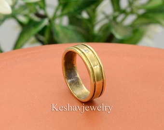 Handmade Brass Band Ring: Unisex Rustic Wedding Jewelry