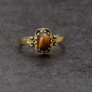 Tiger eye brass Ring, Handmade Ring, Women Ring, Vintage Ring, Unique Ring, Boho Ring, Anniversary Ring, Gift Ring, Deco Ring, Gift For Her