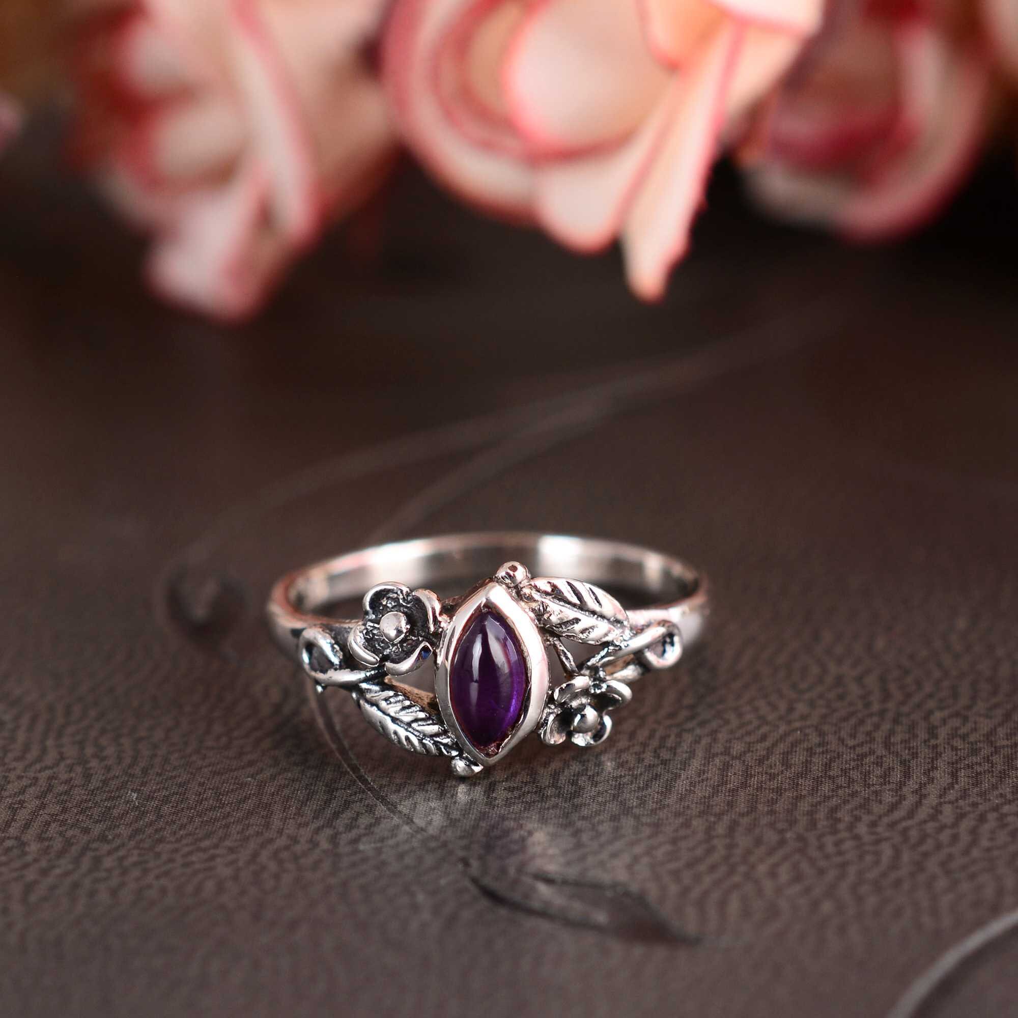 Anello In Argento Sterling 925 Con Pietra Preziosa Peridoto Fatto