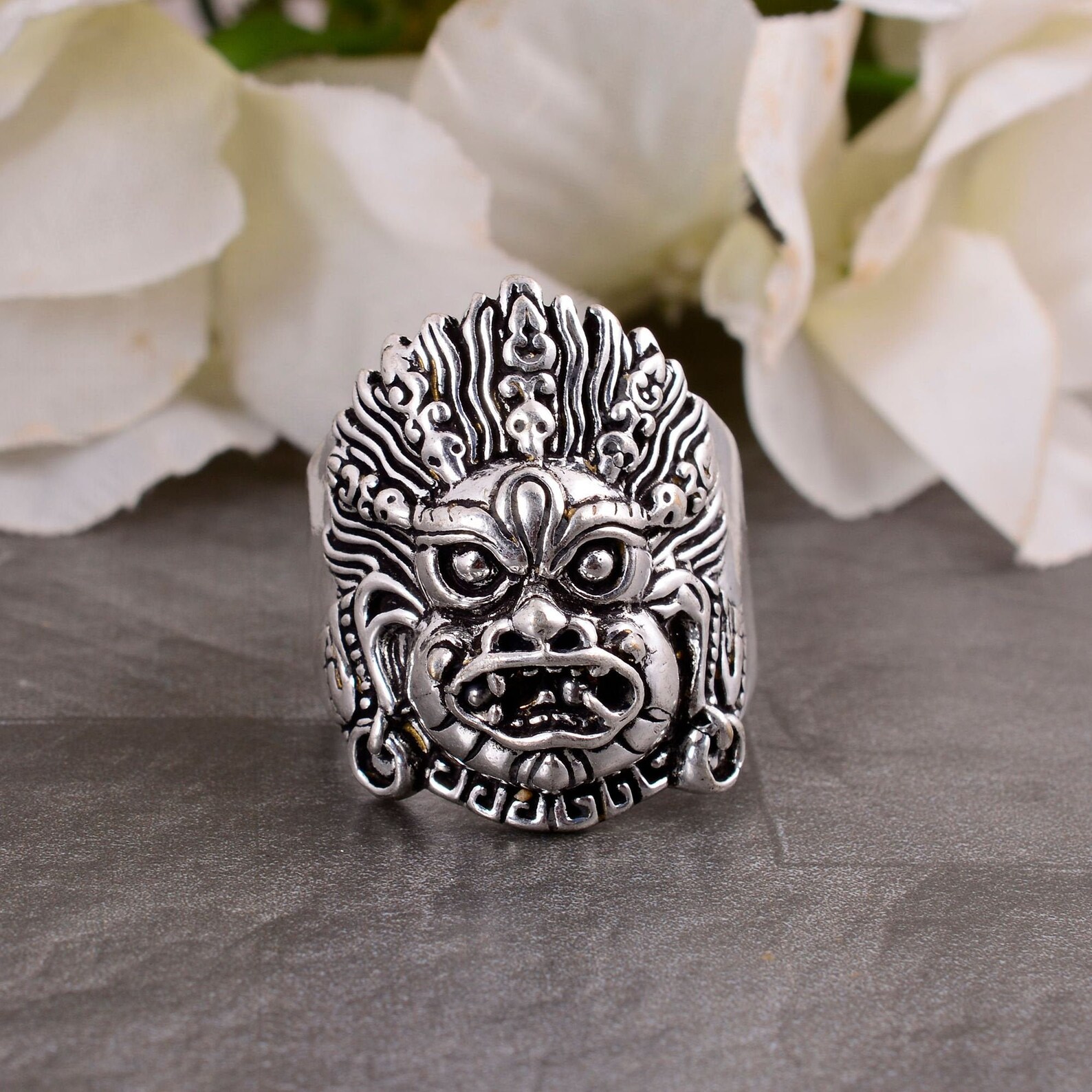 Mask ringHandmade ring925 sterling silver ringVintage Etsy