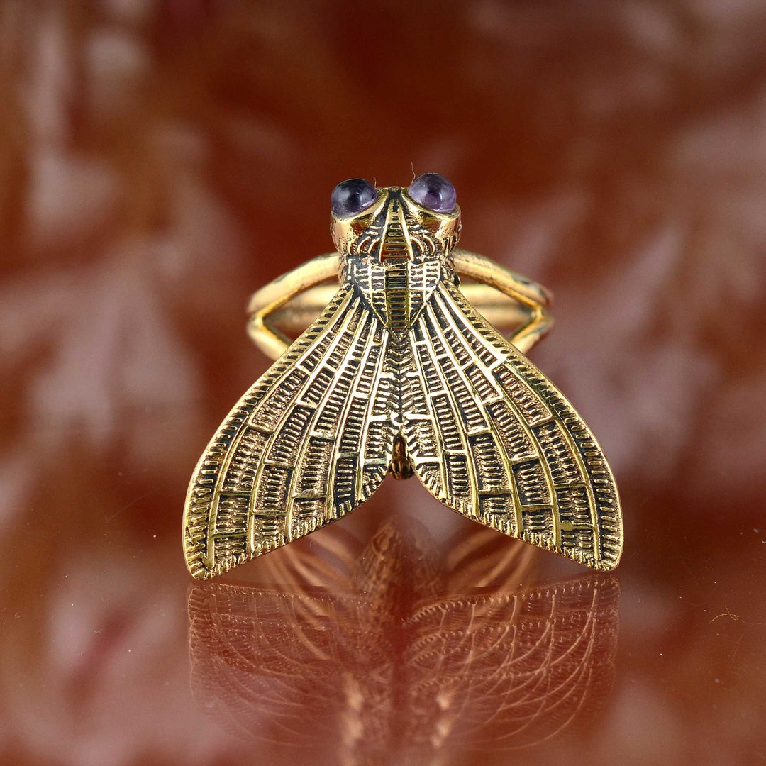 Stereo Fly Rings Handcrafted Brass Fly Ring: Boho Statement Jewelry - Etsy