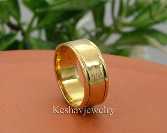 Handmade Brass Band Ring: Minimalist Gold Tone Jewelry