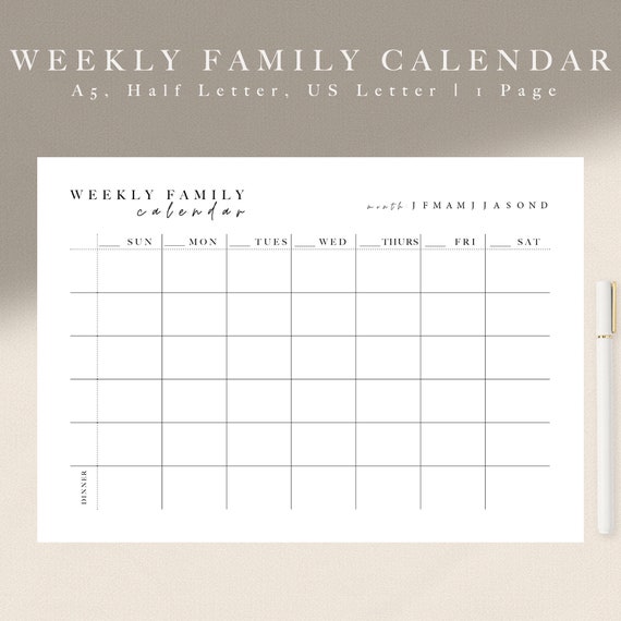 Weekly Family Calendar Planner Printable Weekly Family | Etsy