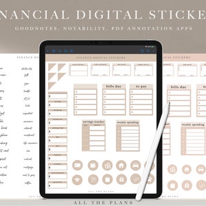 Financial Digital Stickers, Financial Planner Stickers, Finance Stickers, Goodnotes Stickers, Goodnotes, Notability on iPad & Tablets