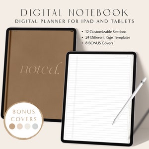 Digital Notebook for iPad, 12 Subject Digital Notebook, Digital Student Notebook, Digital Notes, Digital Note Book, iPad Planner GoodNotes