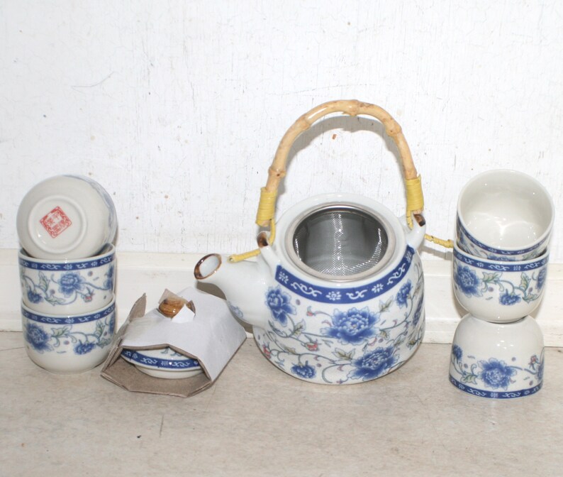 Traditional Chinese Tea Set Peony Design. Teapot Hold 1/4 Etsy