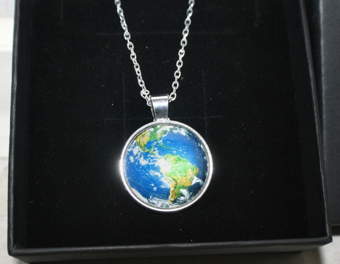 Earth Pendant Necklace With Box and Display/info Card Etsy UK