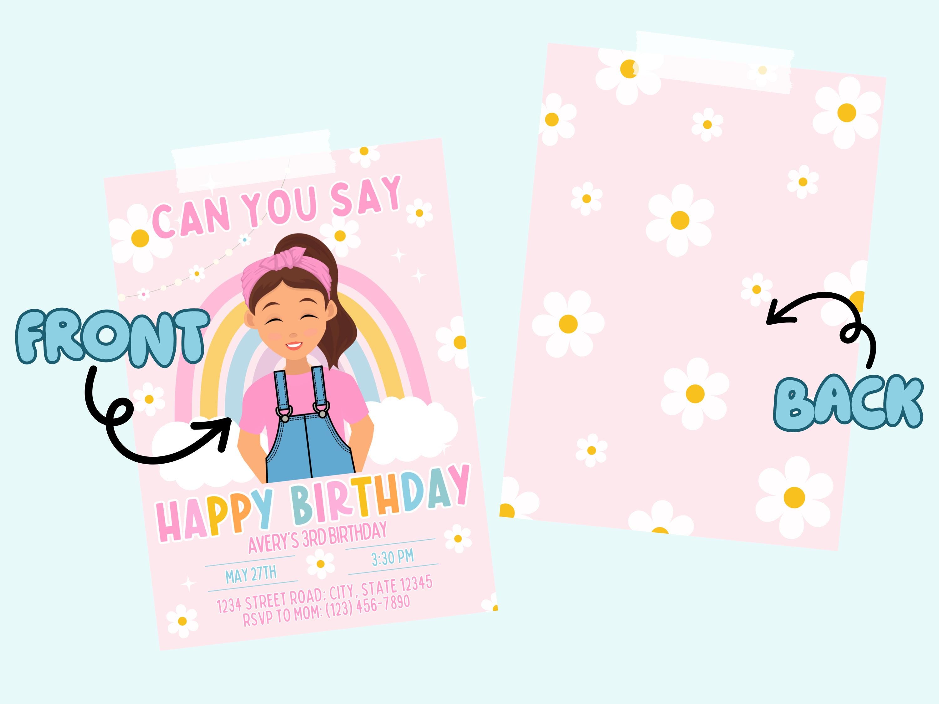 Ms. Rachel Themed Birthday Party Invitation - 5x7 Double-sided Design ...
