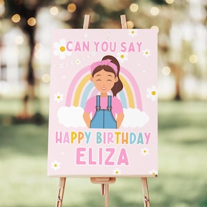 Custom Ms. Rachel inspired Kids Party Welcome Sign - Can you say Happy Birthday -5x7, 18x24, 24x36 - Personalized Birthday Party Decor