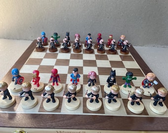 Super Hero Chess Set W Nick Fury and Hawkeye as Pawns - Etsy Israel