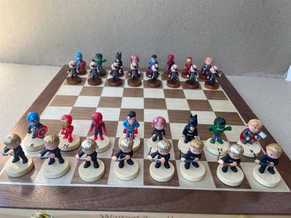 Super Hero Chess Set W Nick Fury and Hawkeye as Pawns - Etsy Israel